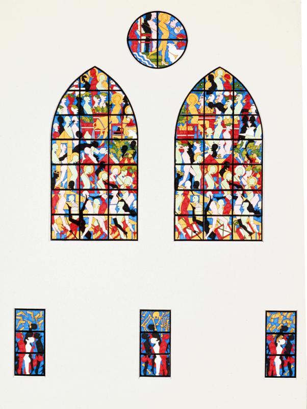Georg Ettl, étude pour les vitraux de la collégiale Saint-Barnard de Romans-sur-Isère (Drôme), 1997 © Droits réservés/CNAP © ADAGP, Paris, 2015